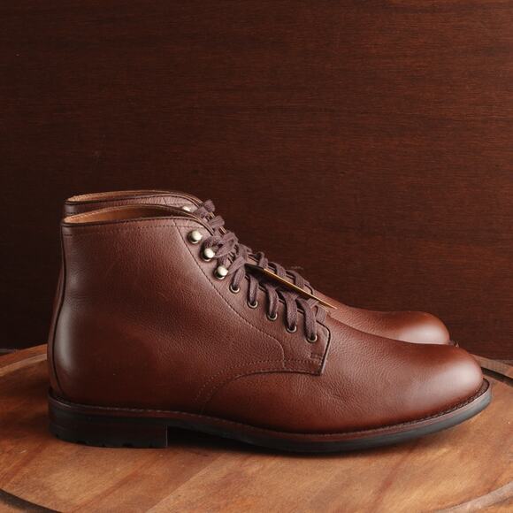 J. Crew Boots Mens SZ 12 Brown Kenton Plain Toe Leather Ankle Vibram Casual NWOB - Picture 1 of 16